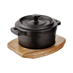 HOT IRON Mini-Serviertopf Mit Holzuntersetzer L 14 X B 11cm -Wohnstil Angebote Store 10220998 3