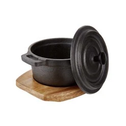 HOT IRON Mini-Serviertopf Mit Holzuntersetzer L 14 X B 11cm -Wohnstil Angebote Store 10220998 4