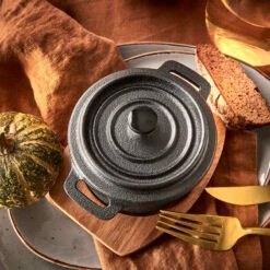 HOT IRON Mini-Serviertopf Mit Holzuntersetzer L 14 X B 11cm -Wohnstil Angebote Store 10220998 5