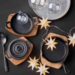 HOT IRON Mini-Serviertopf Mit Holzuntersetzer L 14 X B 11cm -Wohnstil Angebote Store 10220998 6