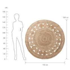 ALL NATURE Hanf-Teppich Mit Lochmuster Ø150cm -Wohnstil Angebote Store 10224747 2