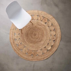 ALL NATURE Hanf-Teppich Mit Lochmuster Ø150cm -Wohnstil Angebote Store 10224747 3