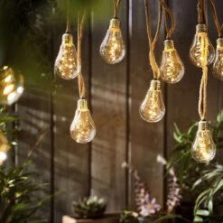 BULB LIGHTS LED-Lichterkette 10 Lichter Mit Naturseil & USB-Batteriefach -Wohnstil Angebote Store 10224976 5