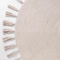 ALL NATURE Teppich Mit Quasten Ø110cm -Wohnstil Angebote Store 10225334 4