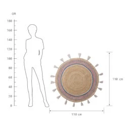 ALL NATURE Teppich Rainbow Mit Quasten Ø110cm -Wohnstil Angebote Store 10225335 2
