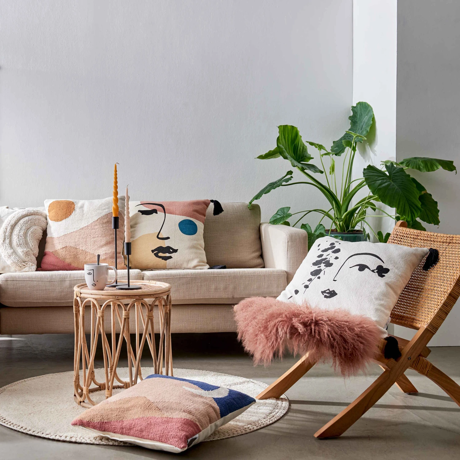 BOHO LOUNGE Teppich Hochflor Mit Makramé Ø120cm 2 BOHO LOUNGE Teppich Hochflor Mit Makramé Ø120cm – Bild 2