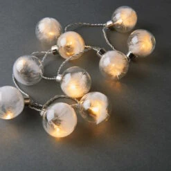 FEATHERS LED-Lichterkette 10 Glaskugeln Mit Federn & USB-Batteriefach