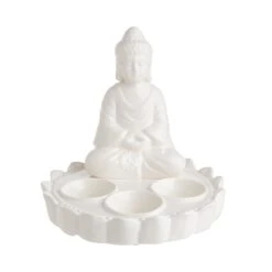 BUDDHA Statue Für 3 Teelichter Höhe 18cm