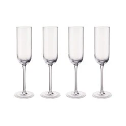 BARON 4x Sektgläser Mit Rillen 200ml