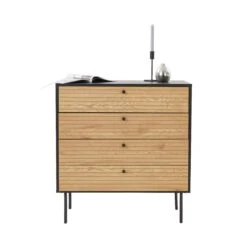 Kommode Mit 4 Schubladen MODERNIST In Schwarz-Natur -Wohnstil Angebote Store butlers kommode mit 4 schubladen modernist in schwarz natur 2