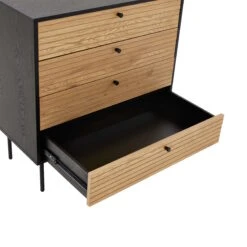 Kommode Mit 4 Schubladen MODERNIST In Schwarz-Natur -Wohnstil Angebote Store butlers kommode mit 4 schubladen modernist in schwarz natur 7