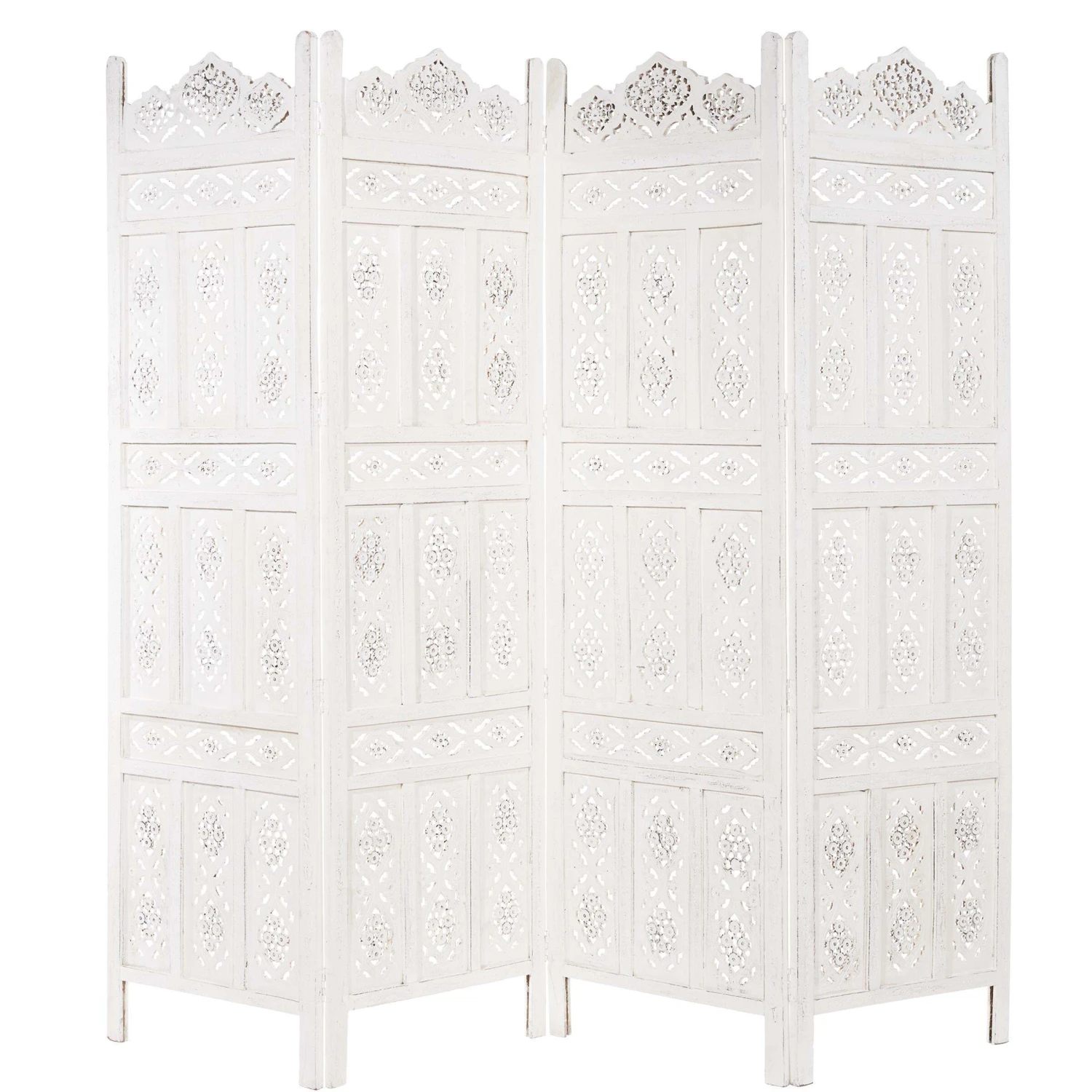 Paravent, Geschnitzt B 180 X H 176cm ESTELLA In Weiß 2 Paravent, Geschnitzt B 180 X H 176cm ESTELLA In Weiß – Bild 2